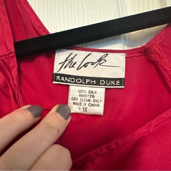 Randolph Duke Vibrant Red V-Neck Blouse - Picture 6 of 7